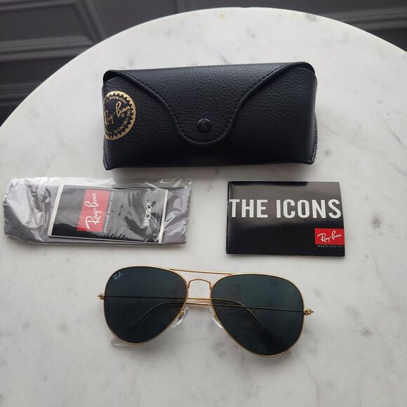 Rayban RB3025 aviator large metal L0205 58-14 135 3n Arista Gold/Green lens - Picture 5 of 11